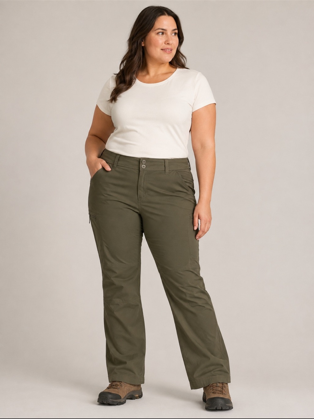 #004 rAna Halle Pants Olive Green Size 16 Regular Stretch Zion Hiking